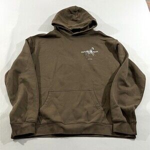 Santo Studio Brown Graphic Faith Over Fear Pullover Hoodie Sweatshirt Mens Sz XL